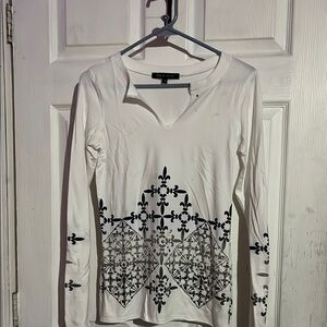 Karen Kane White and Black Floral Blouse